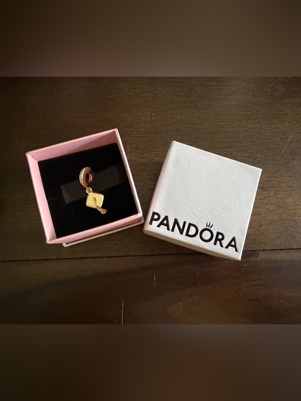 Pandora Gold Graduation Cap Dangle Charm - Picture 1 of 3